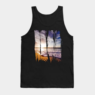 Summer Beach With Ocean Water And A Sunset Tank Top